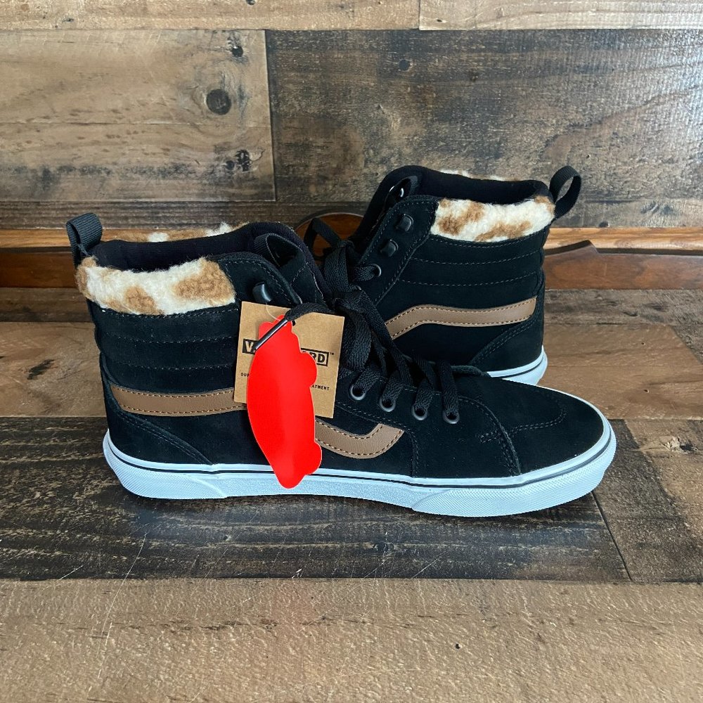 Vans Filmore Hi Women's Suede High-Top Black Sneakers Fur Trim Size 10.5M NEW